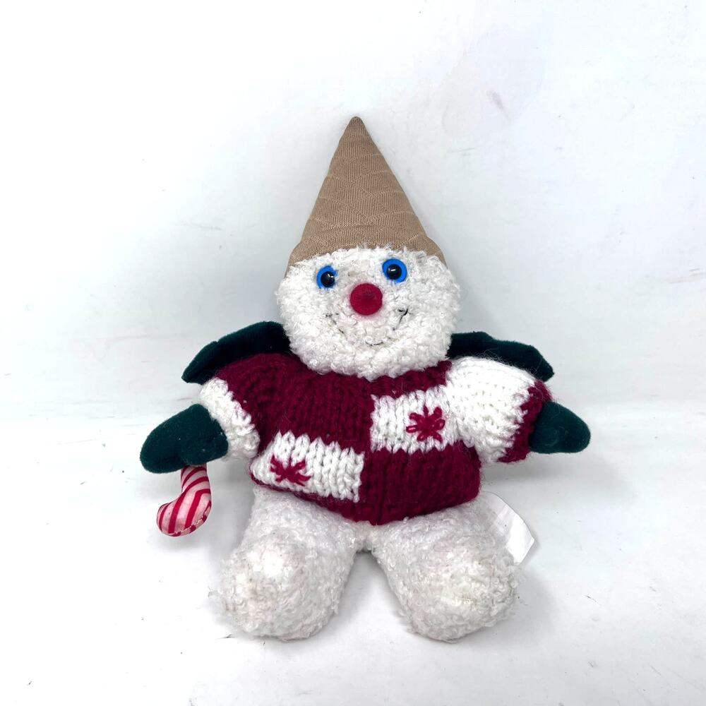 Mr Bingle 9" Snowman Plush Vintage 1998 Red White‎ Sweater Candy Cane